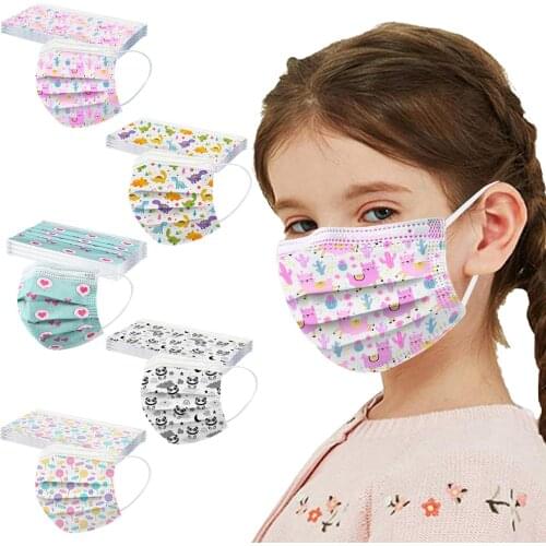 50pc Multicolor Disposable Masks For Kids Child 3layer Anti-dust Mouth Mask For Girls Children Baby Masks Decoration