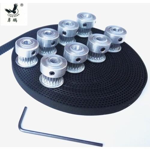 8pcs 20 teeth GT2 Timing Pulley Bore 5mm + 5Meters GT2 timing Belt Wide 6mm 2GT belt pulley for RepRap Prusa Mendel 3D printer