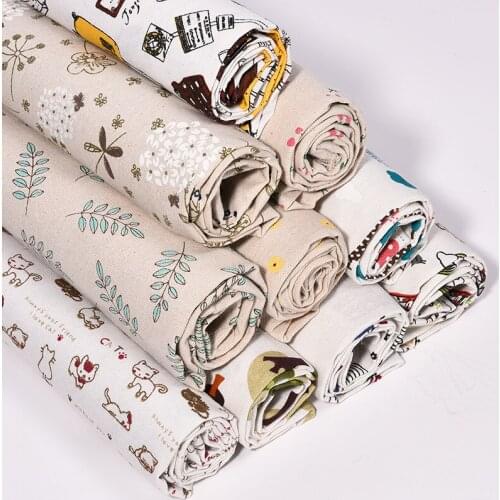 FREE SHIPPING 1pcs 100cm*150cm Cotton Linen Fabric Fat Quarter Bundle Vintage Brown Quilting Patchwork Tilda Sewing cheap fabric
