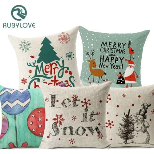 Nordic Cartoon Style Cushion Cover Merry Christmas! Santa Claus Socks Balloon Home Decorative Pillows Cover