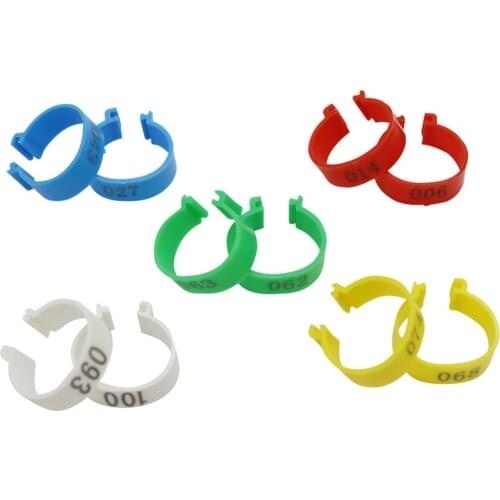 20mm Chicken Digital Clip Ring Plastic Identification Ring NO. 1-100 Poultry Foot Ring Chicken Coop Feeding supplies 100 Pcs