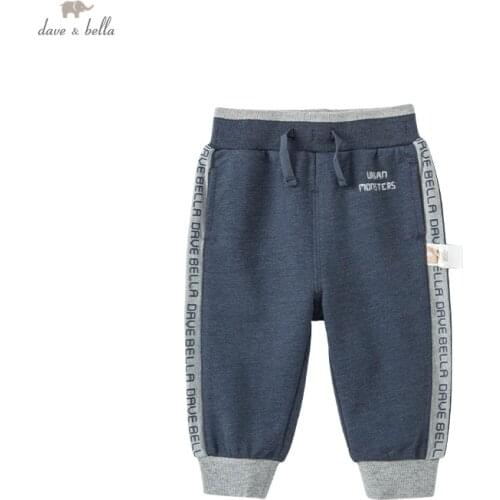 DBS18442-K dave bella autumn baby boys fashion letter pockets pants children full length kids boy pants infant toddler trousers