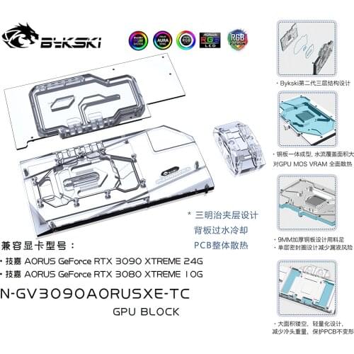 Bykski Dual Side GPU Block for Giga RTX 3080 3090 AORUS XTREME N-GV3090AORUSXE-TC