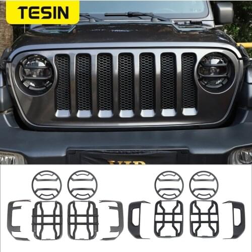 TESIN Lamp Hoods for Jeep Gladiator JT Car Headlight Tail Light Cover Rear Lamp Guards Accessories for Jeep Gladiator JT 2018