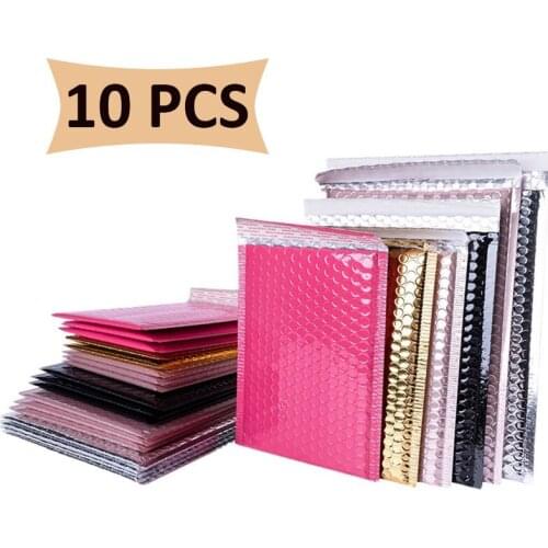 10pcs 15x20cm Rose Gold Bubble Envelop/Aluminum Foil Plastic Mailer for Gift Packaging & Wedding Favor Bag&Mailing Envelopes