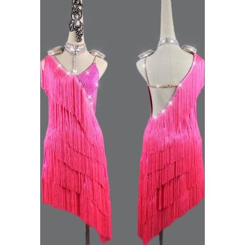 Latin Dance Dress For Women Rhodo Fringe Dress Flamengo Rumba Party Salsa Dress Stage Dance Costume Adult Latin Dress VDB120