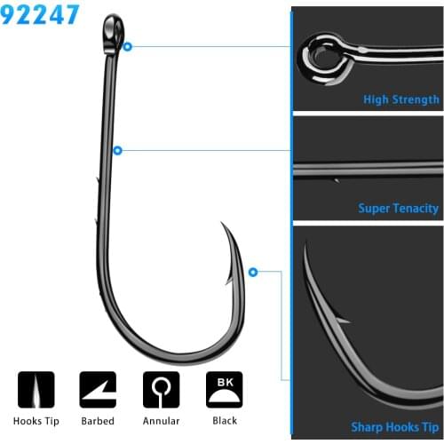Mcidajee 20PCS 92247 1#-6# 1/0#-6/0# High Carbon Steel Fish Single Hook Baitholder Pesca Antirust Carp Fishing Jig Hook Tackle