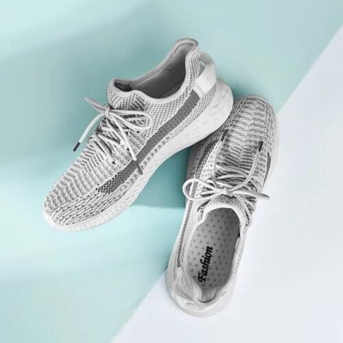 Fashion Men Sneakers Mesh Casual Shoes Lac-up Mens Shoes Lightweight Vulcanize Shoes Walking Sneakers White/Gray/Red/38-48