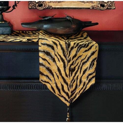 Table Runner Party Dinner Tablecloth Cover Fabric Modern Tiger Stripe Animal Style Luxury Artistic Unique Bed Runner