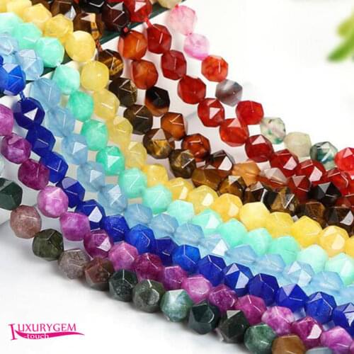 Natural Multicolor Jades Stone Loose Beads High Quality 6/8/10mm Faceted Rhombus Shape DIY Gem Jewelry Accessories 38cm wk388