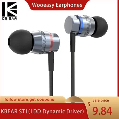 KBEAR ST1 1DD Dynamic Driver In Ear Earphone DJ Monitor Metal HIFI Music Wired Mic IEM with 3.5mm Conneector KBEAR Lark KS1 KS2