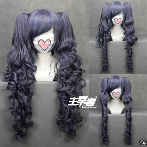 Black Butler Kuroshitsuji Ciel Phantomhive Wig Blue Grey Mix Synthetic Hair Cosplay Wigs With Clip Removable Ponytails + Wig Cap