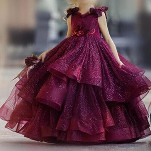 Flower Girl Dress Sleeveless Applique Girls Pageant Tulle Dresses First Hioly Communion Party Dresses
