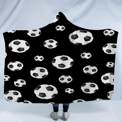 Custom 3D Football Black Blanket Coral Fleece Psychedelic Hoodie Blankets For Kids Adults Sofa TV Throw Blanket Dropship