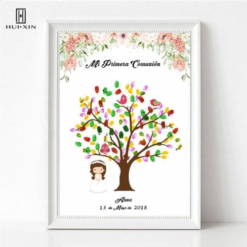 Lovely Beautiful Girl Creative Tree Canvas DIY Personality Fingerprint Signature Guestbook For Birthday Wedding Party Decoration