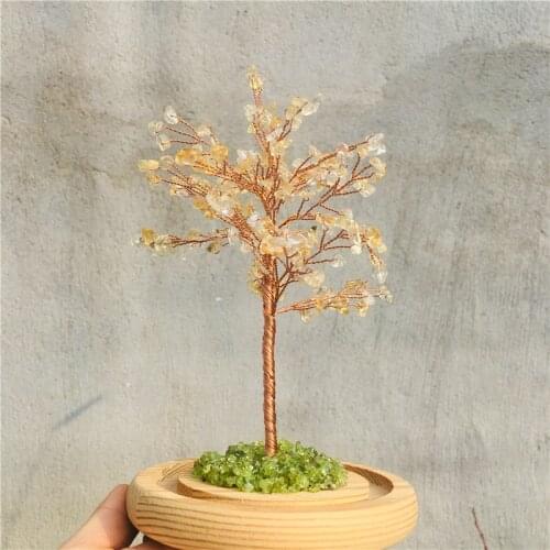 Natural olivine quartz gemstone crystal lucky tree reiki healing rough gemstone provide energy as for gift fengshui