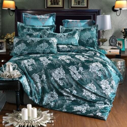 Luxury Duvet Cover Sets Europe Style Floral Pattern Satin Jacquard Bed Sheet Set Wedding 4pcs Single Queen King Size Bedding Set