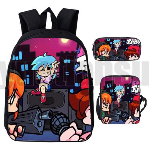 3D Friday Night Funkin Backpack Children Cartoon Shoulder bag Girls Boys Student School Bag Kids pencil case teens Travel bags