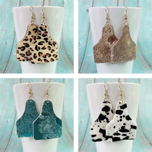 M&G Horse Hair Genuine Leather Earrings Cowboy Geometric Leopard Leather Pendant Dangle Earrings for Women Fashion Jewelry Gift