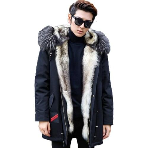Real Fur Coat Winter Jacket Men Real Wolf Fur Liner Parka Men Clothes 2020 Raccoon Fur Collar Warm Jackets Plus Size 5xl MY1725