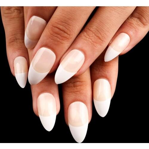 Stiletto Nail Tips French Fake Nails 10 Kinds of Size 4 Color Full Coverage False Nails 100pcs/bag