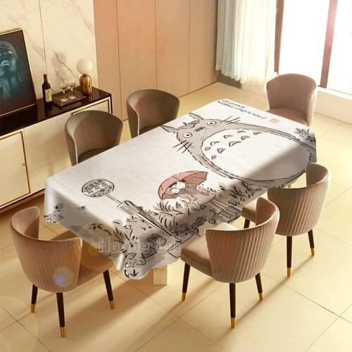 Cartoon Animals Cute Gray And White Tablecloth Polyester Indoor And Outdoor Waterproof And Oil Resistant