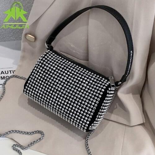 Diamond Ladies Handbag Famous Designer Female Shoulder Bag 2021 The New Girl All-match Fashion Chain Messenger Bags Cylinder Bag