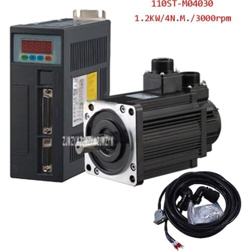 1.2KW AC Servo Motor 4N.M 3000rpm 110ST-M04030 AC Motor+Matched Servo Motor Driver+3M Cable Complete Motor Kit With CE Certifica