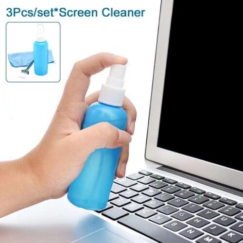 1Set Portable Tablet Phone Screen Cleaning Kit Screen Cleaner with Clean Brush Cloth for LCD Computer Accessories