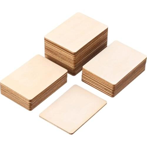 10Pcs 6.4*8.9cm Laser Engraving Carving Blank Wood Squares Pieces Unfinished Round Corner Square Wooden Cutouts for Arts Craft