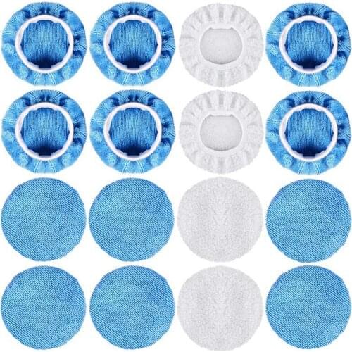 16 Packs Car Polisher Pad Bonnet Set(5 To 6 Inches) Including 12 Packs Microfiber Car Polishing Bonnet And 4 Packs Waxing Bonnet