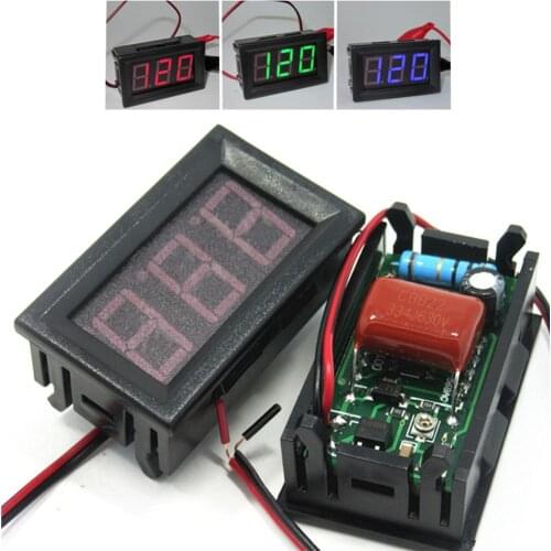 AC 220V 2-wire Voltage Meter Head LED Digital Voltmeter with Reverse Polarity Protection