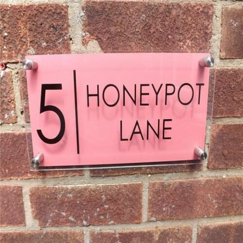 300x140mm Acrylic House Sign Modern Door Number Address Aluminum