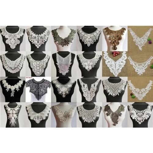 5pcs Wholesale Embroidered White Color Cotton Lace Neckline Collar Applique Scrapbooking Embossed Sewing Accessories