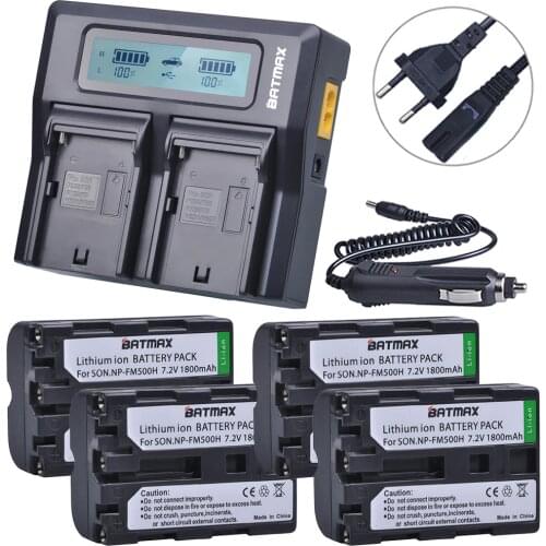 4pcs NP-FM500H NPFM500H NP FM500H Camera Battery +LCD Fast Dual Charger for Sony A57 A65 A77 A99 A350 A550 A580 A900 Camera