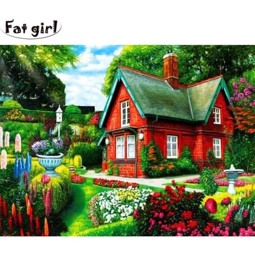 New Private Garden Villa DIY Diamond Painting Cross Stitch landscape Full Square round Diamond Embroidery Decoration gift