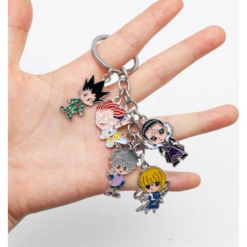Anime Hunter X Hunter Keychain Gon Killua Zoldyck Kurapika HISOKA Cosplay Key Rings Cartoon Pattern Figure Key Buckles Porte Cle