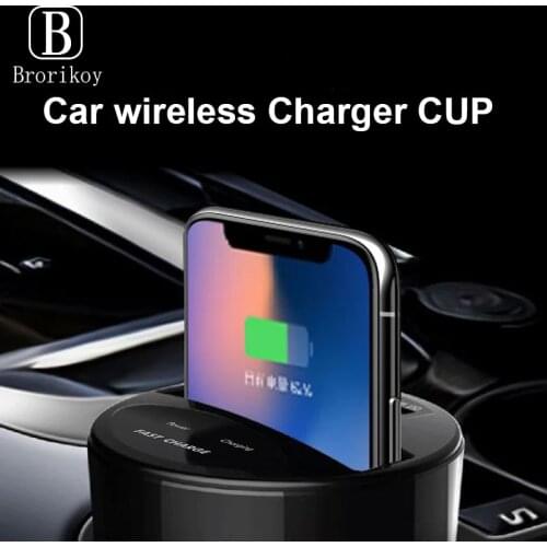 Qi Fast Wireless Car Charger Cup for Samsung S21 S20 Note10 10W Wireless Charging Car Cup for iPhone 12 11 Pro Xs Max Xr 8Plus