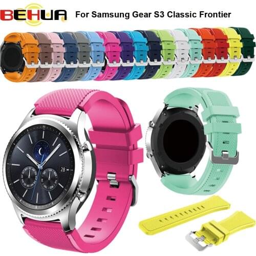 BEHUA WatchBand for Samsung Gear S3 Strap Wrist Colorful Active Silicone Sport Band Modern Design Replacement 22mm Bracelet