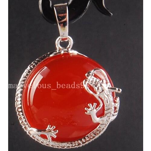 Free shipping 23mm Fashion Jewelry Red Carnelian Round Dragon Pendant Bead MC3754