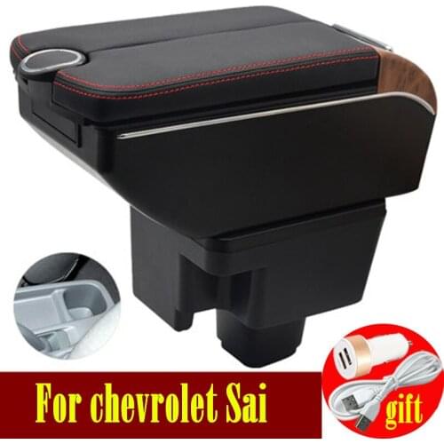 For chevrolet Sail Car Armrest box 2010-2014 Double doors open 7USB Centre Console Storage Box Arm Rest