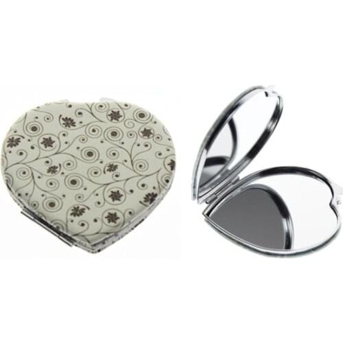 7cm Heart Double Side Cute Portable Folding Makeup Pocket Hand Vanity Cosmetic Compact Mirror For Women Girl Child Kid Gift