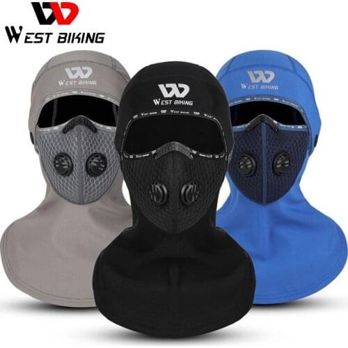 WEST BIKING 2020 Winter Sport Cycling Headwear With Activated Carbon Filter Face Cover Ski Bicycle Motocycle Fleece Head Cap Hat