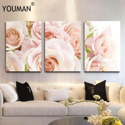 HD Nordic Big Pink Rose Canvas Painting Wall Art Pictures For Living Room Modern Home Decoration For Bedroom Posters And Prints