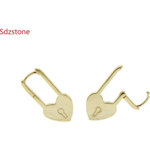 Huggie Heart Lock Earrings Fashion Earrings Silver Color And Gold Color Small Lock Earrings For Women Lady Girls Jewelry