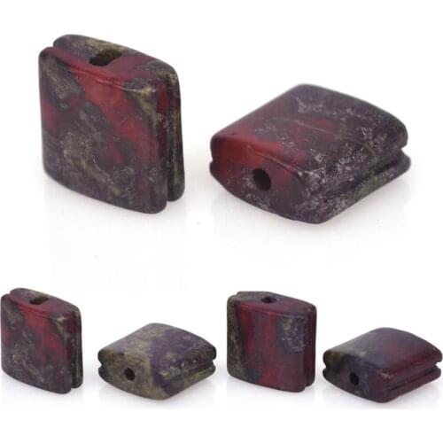 10x10mm Natural Dragon Blood Square Stone Flatbed For Macrame Bracelet DIY Fashion Loose Beads Accessories 30Colors