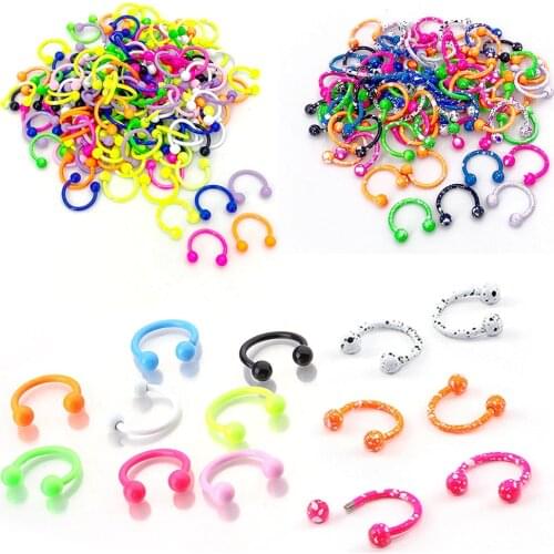 10Pcs/Lot Mixed Stainless Steel Nose Rings Nose Hoop Balls Circular Horseshoe Barbell Ring Body Piercing Jewelry 3*8mm