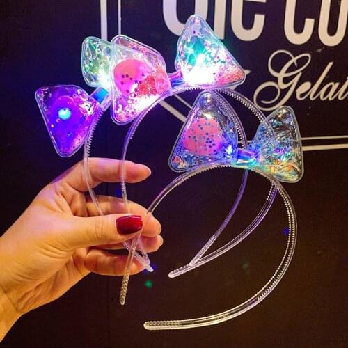 Colorful light bowknot Sequin hairband cute Headband kids headwear Girls hair accessories hairpin