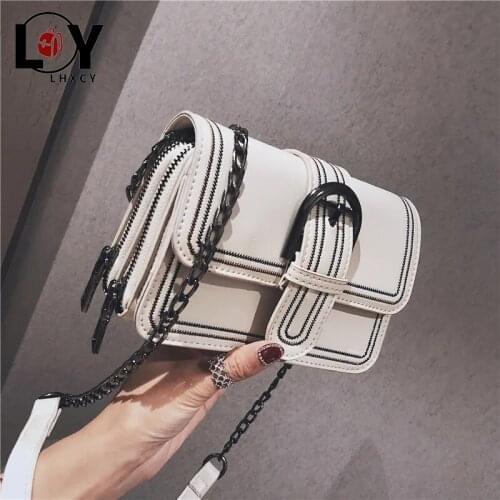 LHXCY High Quality Clamshell Pu Leather White Crossbody Bags Casual Chain Clutch Shoulder Bags High Capacity Purses And Handbags