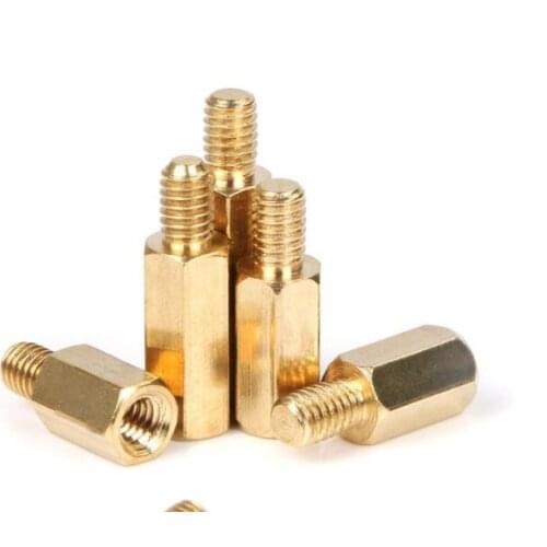 M3 Male 6mm x M3 Female 4-60 mm Brass Standoff Spacer M3 (4-60)+6 Copper Hexagonal Stud Spacer Hollow Pillars m3*(4-60)+6mm
